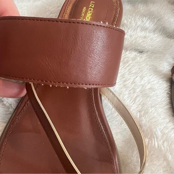 Liz Claiborne LC Women's Memory Foam Anson Cognac Brown Sandals - Size 8.5M - Picture 3 of 7